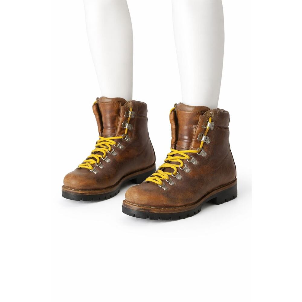 Vintage Asolo Sport Yukon sz 7 Brown Leather Hiking Boots Vibram Lug Sole Italy